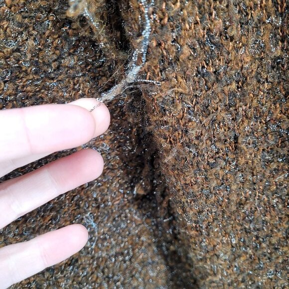 Clothes womens large brown metallic long duster cardigan coat acrylic blend - Picture 9 of 10